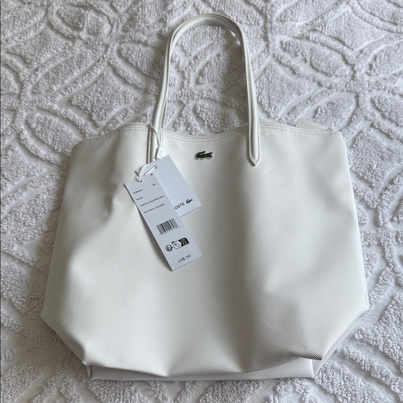 Brand New Lacoste White Tote Bag with Green Accents - Picture 6 of 7